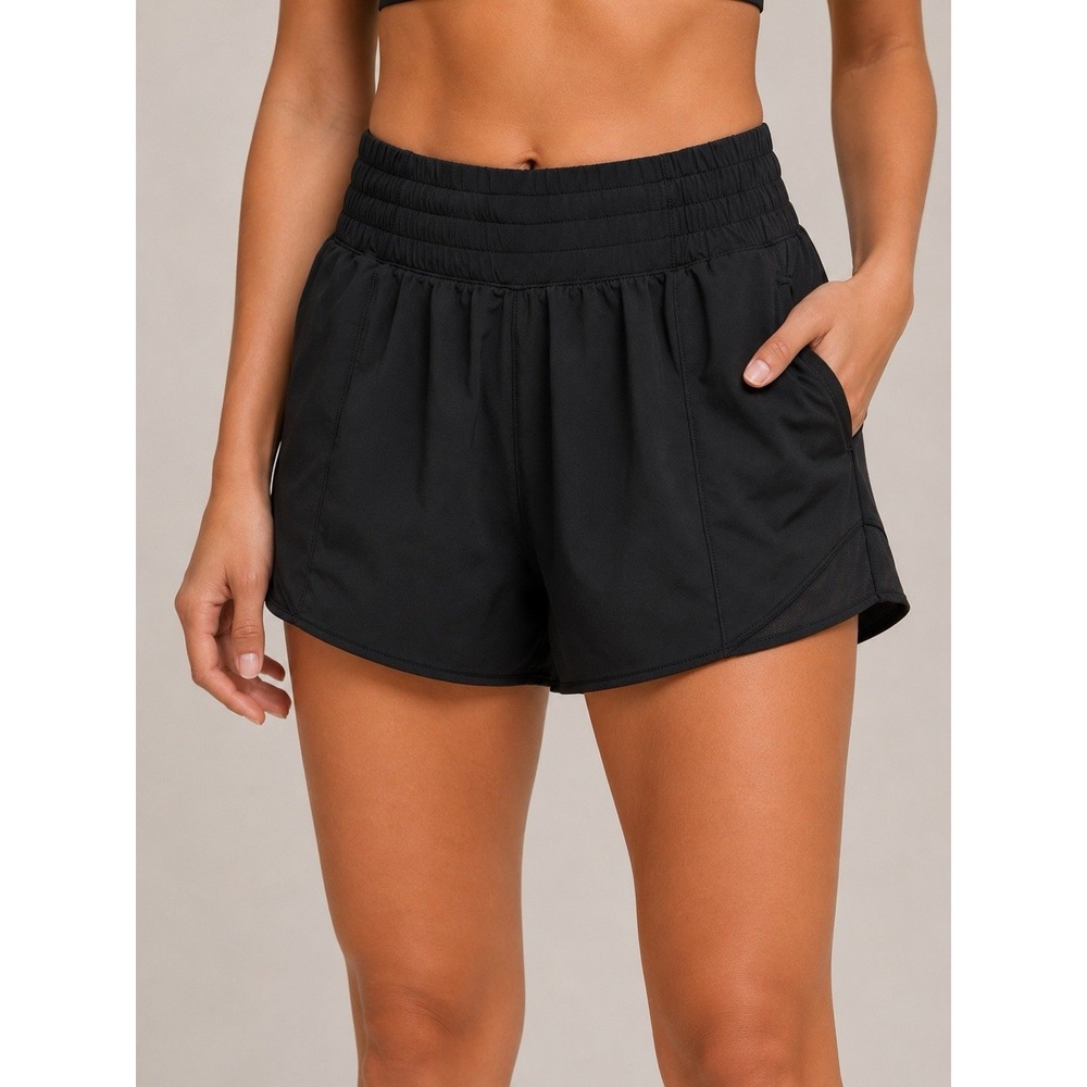 Lululemon Black Women's Athletic Running Mesh Shorts Pockets Drawstring Solid